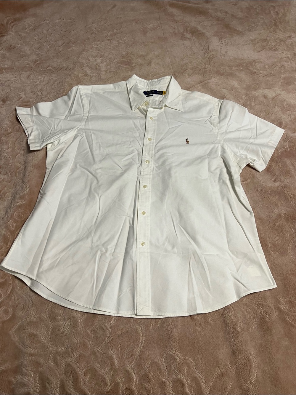 Ralph Lauren White Short Sleeve Button-Down Polo Shirt